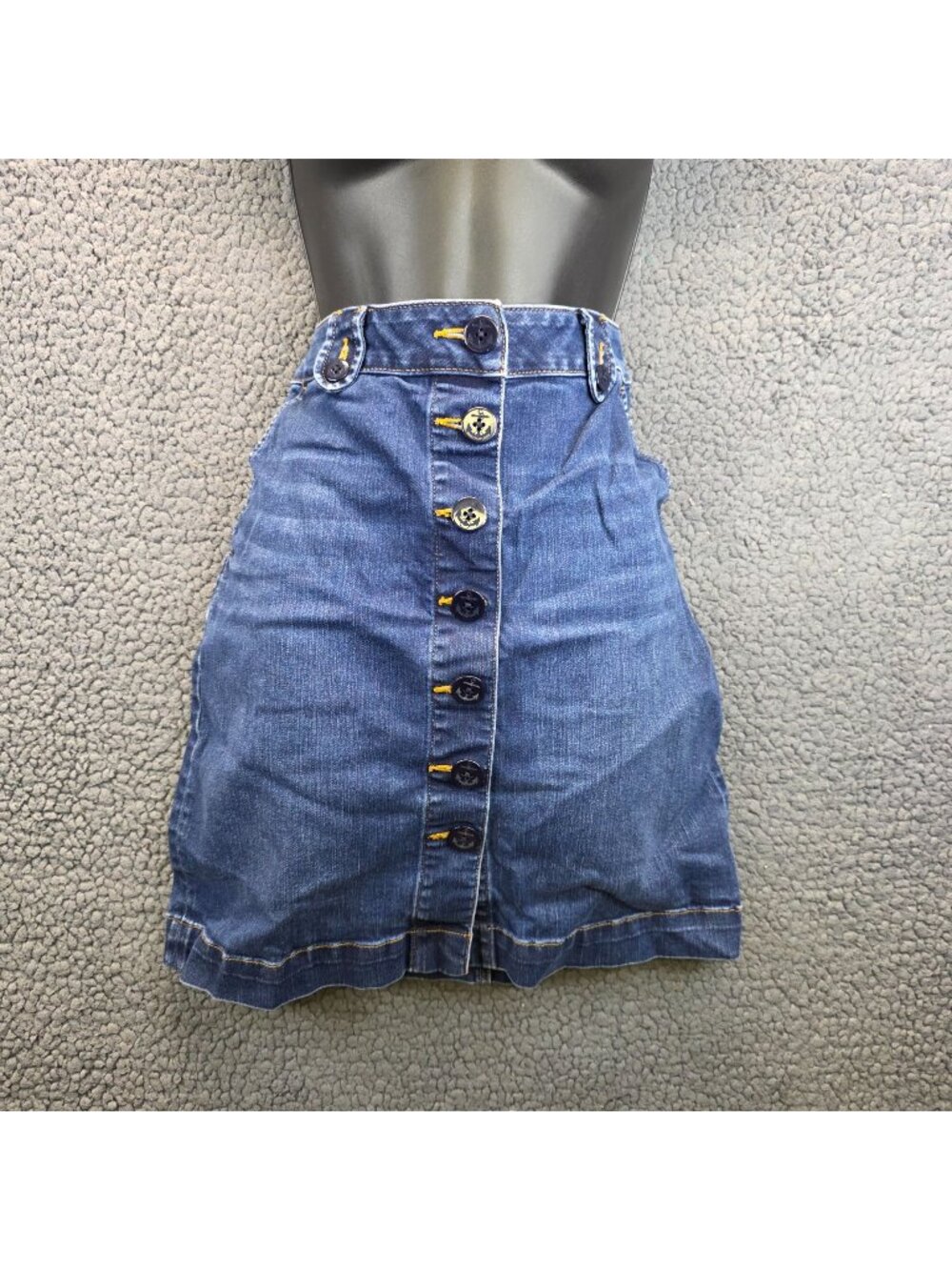 Talbots Button Front Denim Jean Skirt 6 High Rise Preppy Festival Casual Summer